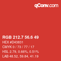 カラーコード: RGB 212.7 56.6 49 | qconv.com