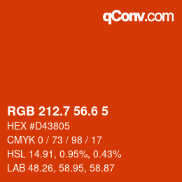 カラーコード: RGB 212.7 56.6 5 | qconv.com