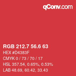 カラーコード: RGB 212.7 56.6 63 | qconv.com