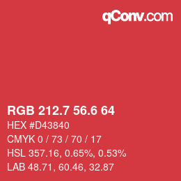 カラーコード: RGB 212.7 56.6 64 | qconv.com