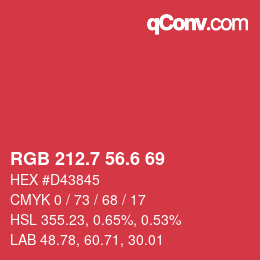 カラーコード: RGB 212.7 56.6 69 | qconv.com