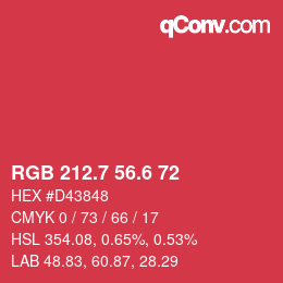 カラーコード: RGB 212.7 56.6 72 | qconv.com