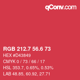 カラーコード: RGB 212.7 56.6 73 | qconv.com