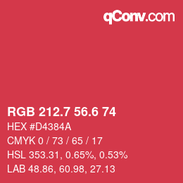 カラーコード: RGB 212.7 56.6 74 | qconv.com