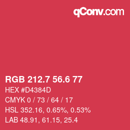 カラーコード: RGB 212.7 56.6 77 | qconv.com