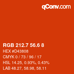 カラーコード: RGB 212.7 56.6 8 | qconv.com