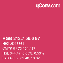 カラーコード: RGB 212.7 56.6 97 | qconv.com