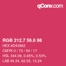 カラーコード: RGB 212.7 56.6 98 | qconv.com