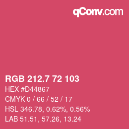 カラーコード: RGB 212.7 72 103 | qconv.com