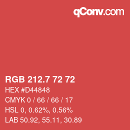 カラーコード: RGB 212.7 72 72 | qconv.com