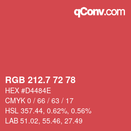 カラーコード: RGB 212.7 72 78 | qconv.com