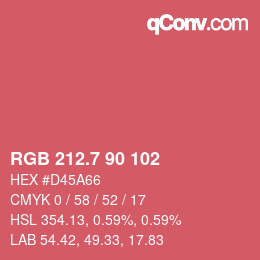 カラーコード: RGB 212.7 90 102 | qconv.com