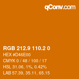 Código de color: RGB 212.9 110.2 0 | qconv.com