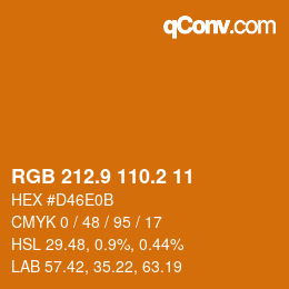 カラーコード: RGB 212.9 110.2 11 | qconv.com