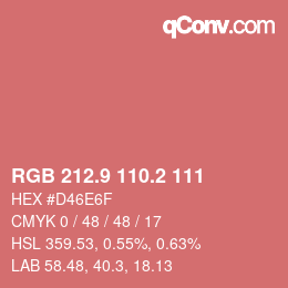 カラーコード: RGB 212.9 110.2 111 | qconv.com