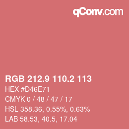 カラーコード: RGB 212.9 110.2 113 | qconv.com