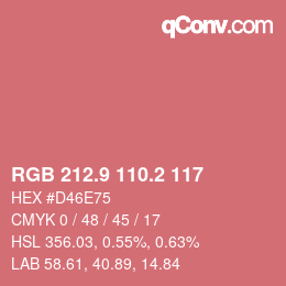 カラーコード: RGB 212.9 110.2 117 | qconv.com