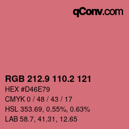 カラーコード: RGB 212.9 110.2 121 | qconv.com
