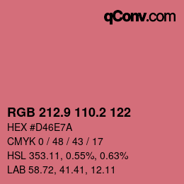 カラーコード: RGB 212.9 110.2 122 | qconv.com