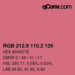 カラーコード: RGB 212.9 110.2 126 | qconv.com