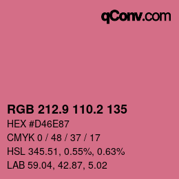 カラーコード: RGB 212.9 110.2 135 | qconv.com