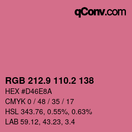 カラーコード: RGB 212.9 110.2 138 | qconv.com
