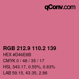 カラーコード: RGB 212.9 110.2 139 | qconv.com