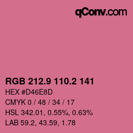 カラーコード: RGB 212.9 110.2 141 | qconv.com