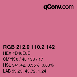 カラーコード: RGB 212.9 110.2 142 | qconv.com