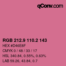 カラーコード: RGB 212.9 110.2 143 | qconv.com