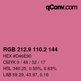 カラーコード: RGB 212.9 110.2 144 | qconv.com