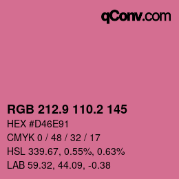 カラーコード: RGB 212.9 110.2 145 | qconv.com