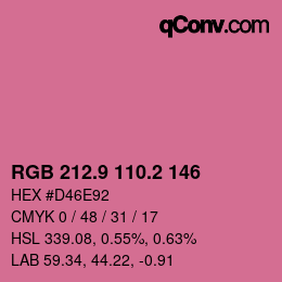 カラーコード: RGB 212.9 110.2 146 | qconv.com