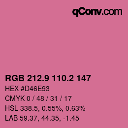 カラーコード: RGB 212.9 110.2 147 | qconv.com