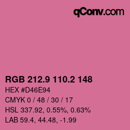 カラーコード: RGB 212.9 110.2 148 | qconv.com