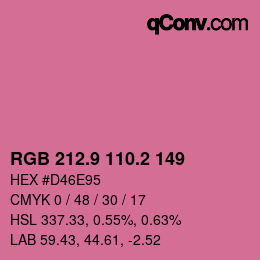 カラーコード: RGB 212.9 110.2 149 | qconv.com