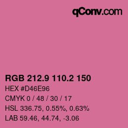 カラーコード: RGB 212.9 110.2 150 | qconv.com