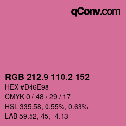 カラーコード: RGB 212.9 110.2 152 | qconv.com