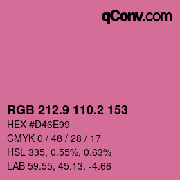 カラーコード: RGB 212.9 110.2 153 | qconv.com
