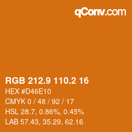 カラーコード: RGB 212.9 110.2 16 | qconv.com