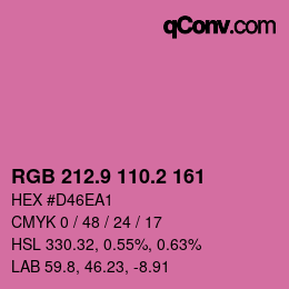 カラーコード: RGB 212.9 110.2 161 | qconv.com