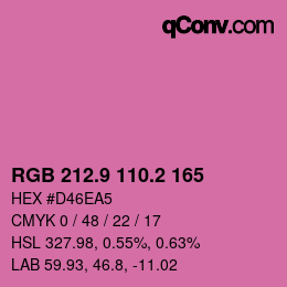 カラーコード: RGB 212.9 110.2 165 | qconv.com