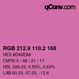 カラーコード: RGB 212.9 110.2 168 | qconv.com