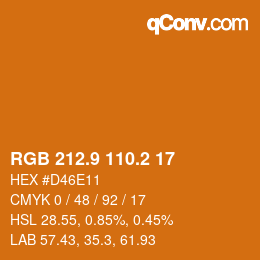 カラーコード: RGB 212.9 110.2 17 | qconv.com