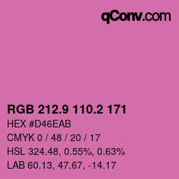 カラーコード: RGB 212.9 110.2 171 | qconv.com