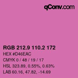 カラーコード: RGB 212.9 110.2 172 | qconv.com
