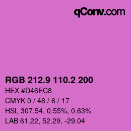 カラーコード: RGB 212.9 110.2 200 | qconv.com