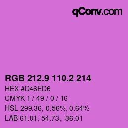カラーコード: RGB 212.9 110.2 214 | qconv.com