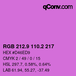 カラーコード: RGB 212.9 110.2 217 | qconv.com