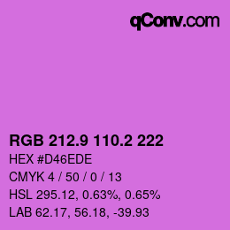 カラーコード: RGB 212.9 110.2 222 | qconv.com